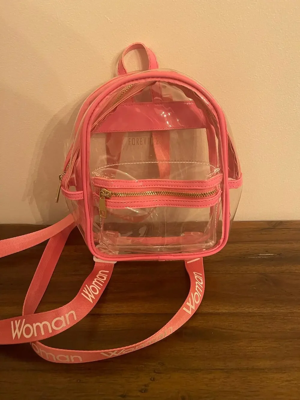 Forever 21 Clear and Pink Mini Backpack Woman straps
